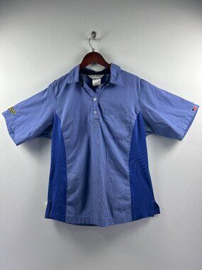 Waffle House Ladies Uniform Shirt Size L Blue Colorblock Work Top